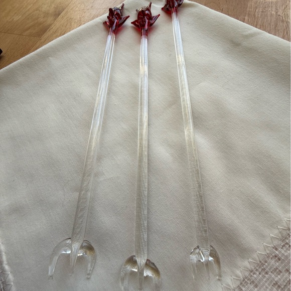 3 Hand blown Glass Devil Swizzle Sticks with Pitch Fork 👺 - Picture 16 of 16
